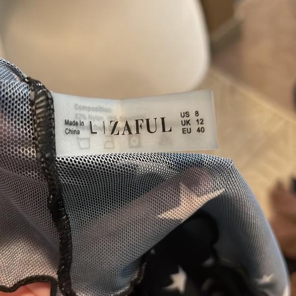 Black and White Stars Sheer See Through Bathing Suit Cover Up - Picture 3 of 3